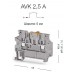 304419, AVK 2,5 A; Клеммник с размыкателем на DIN-рейку, 2,5 мм.кв. (серый) (упак 50 шт)