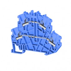 307271, Клеммник 2-х ярусный пружинный быстрозажимной (Push in), 4 мм.кв. (синий); PYK4-2F (упак 25 шт)